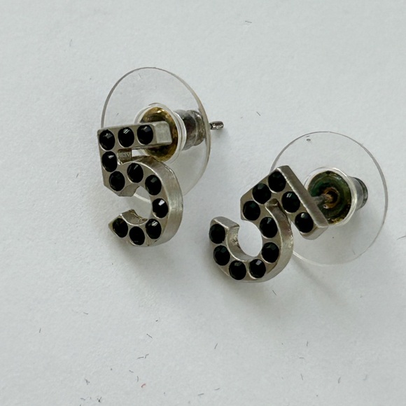Chanel Black Vintage Number 5 Earrings - Picture 2 of 5